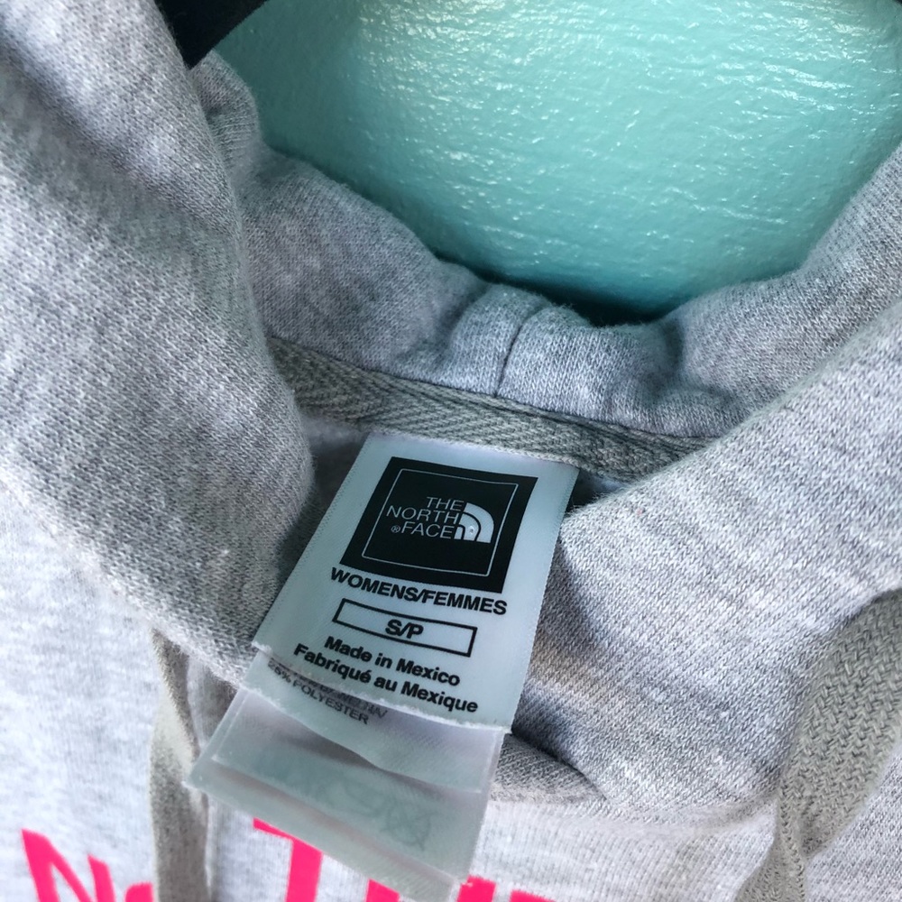The North Face Gray Hoodie with Pink Logo - Picture 2 of 3